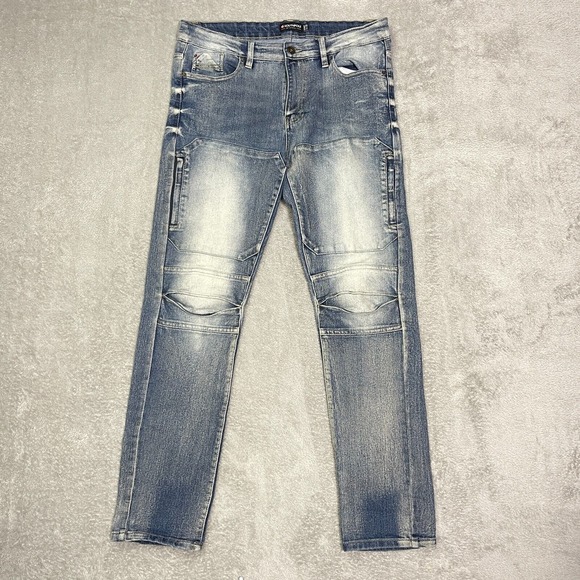 Southpole Skinny‎ Jeans Pants 34 Light Acid Wash Biker Double Knee Moto - Picture 1 of 14